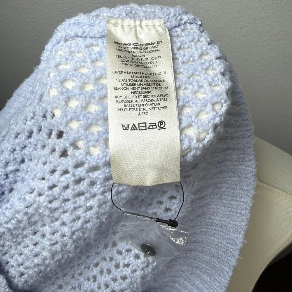NWT Free People We The Free Crochet Sweater‎ Henley Long Sleeve Boho Coastal S